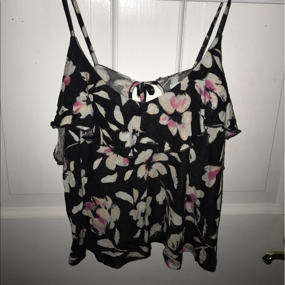 Floral tank with ruffle