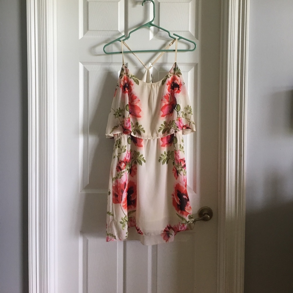White dress with pink flowers