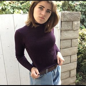 90s mock neck sweater in plum