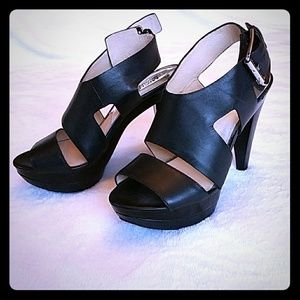 Michael Kors Black Carla Leather Sandals/Heels