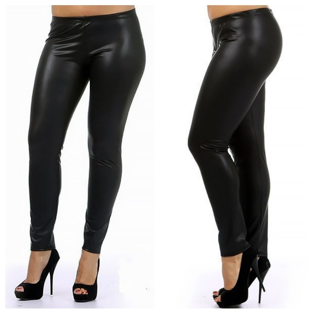 Black Plus Faux Leather Leggings
