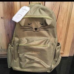 NWT Pottery Barn Kids Gold Backpack Kitty Emma
