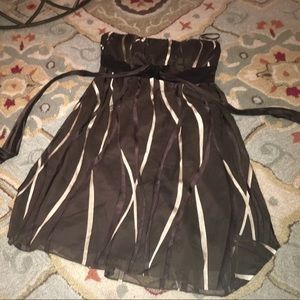 Brown strapless tie around padded dress