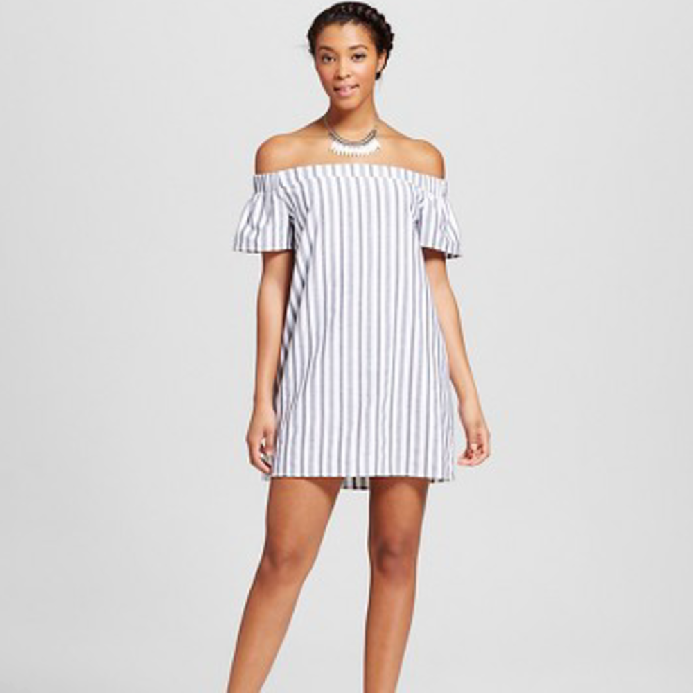 Stripe Off the Shoulder Shift Dress XS (Target)