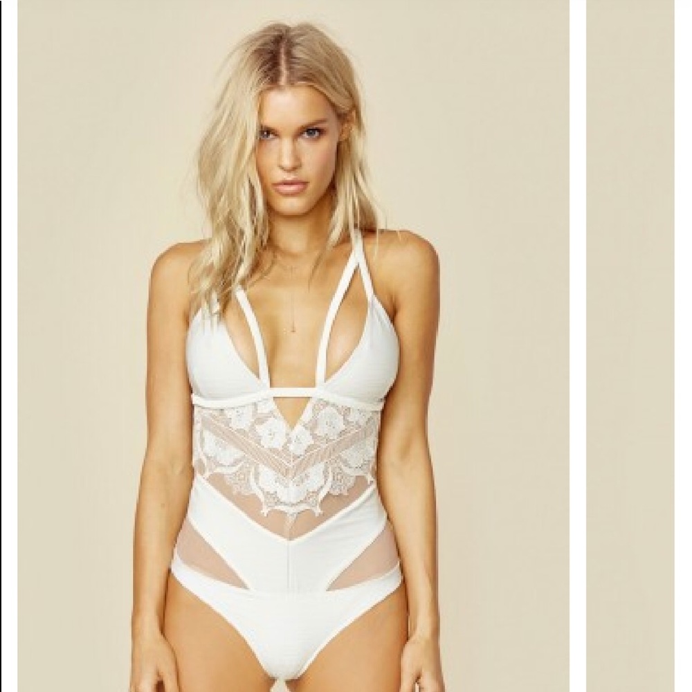 For Love & Lemons White Lace One Piece