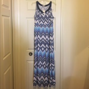 JPR blue chevron maxi dress sz Large