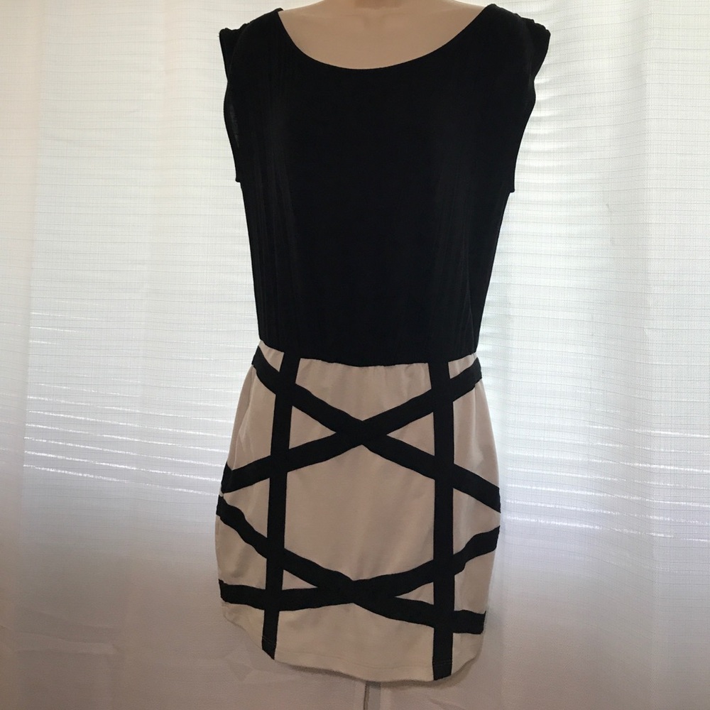 Black top dress with attached white skirt