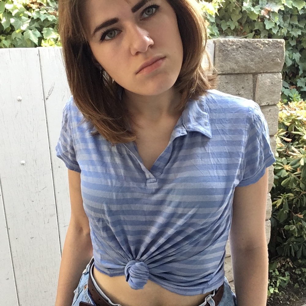Cute striped polo with no buttons!