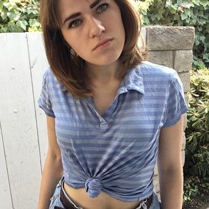 Cute striped polo with no buttons!