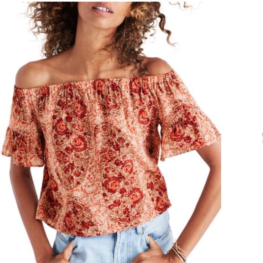 Madewell NWT Silk Off the Shoulder Top