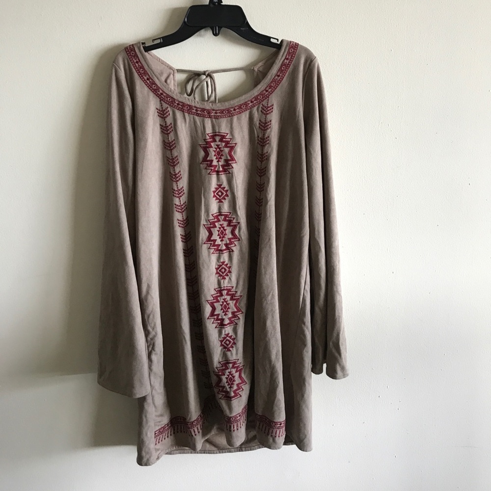 Faux suede tribal dress