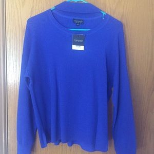 Blue sweater with choker accent