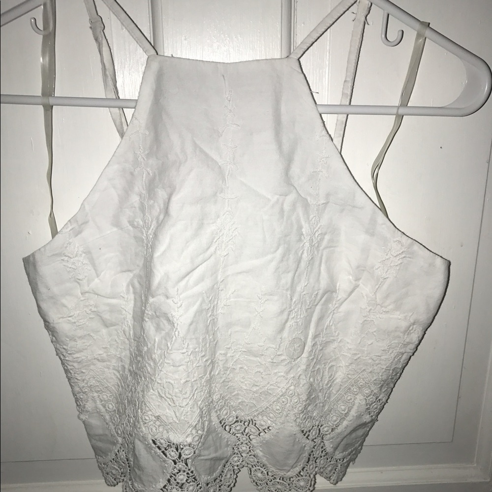 White Lacey tank