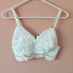 white lace knit crop tank/ bralette