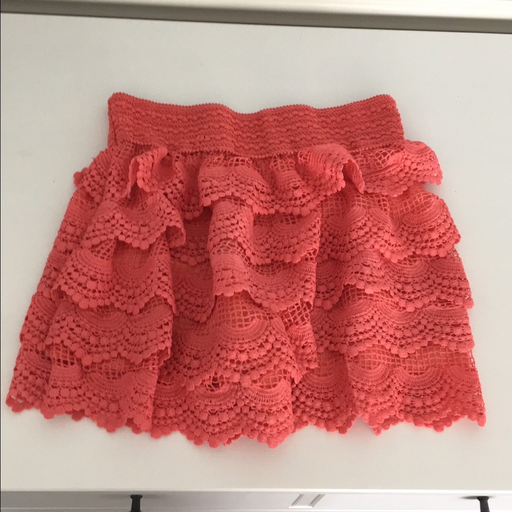 Pink salmon crochet shorts