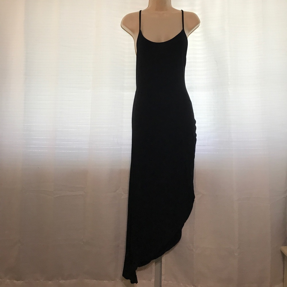 Black asymmetrical high low maxi dress