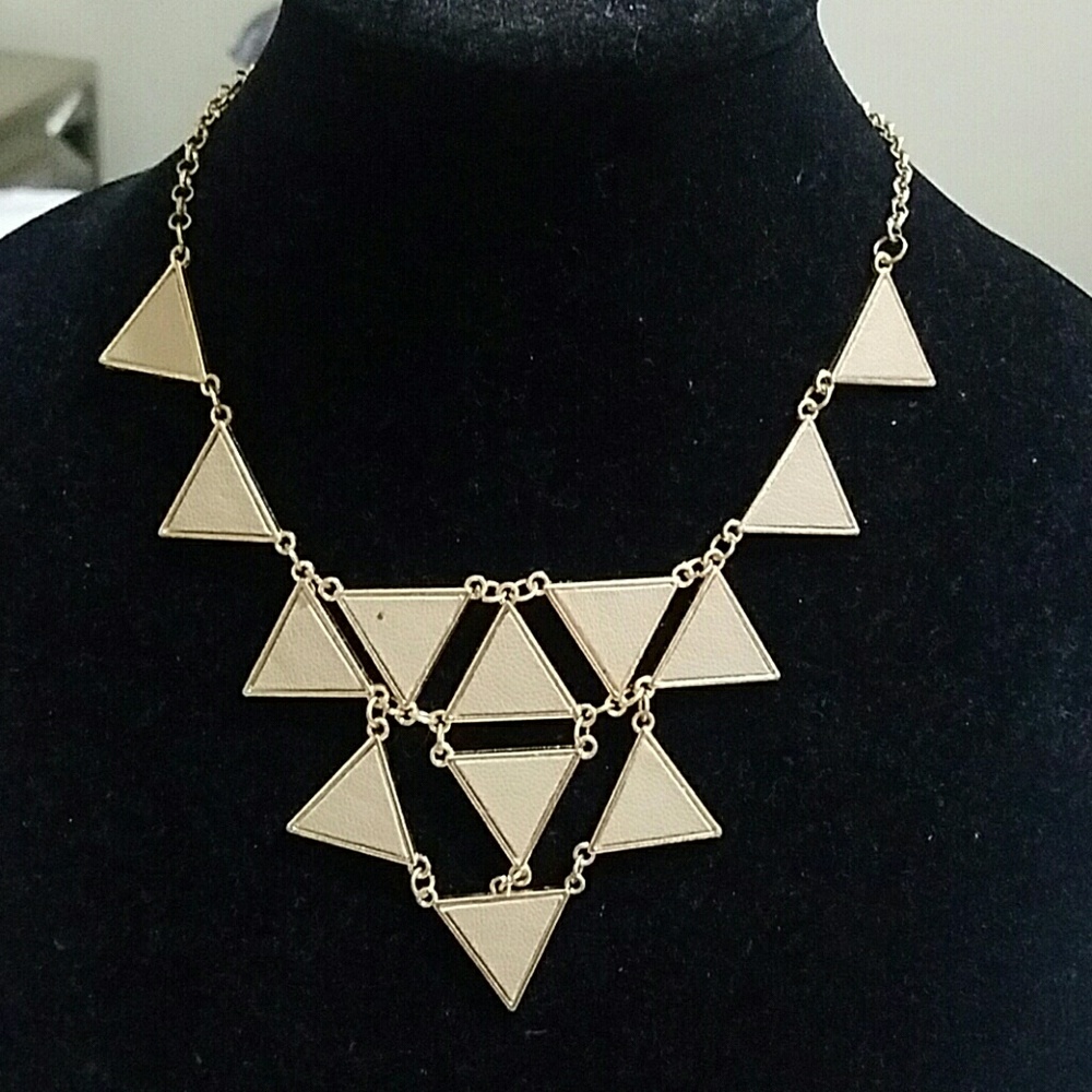 Tan and gold triangle necklace