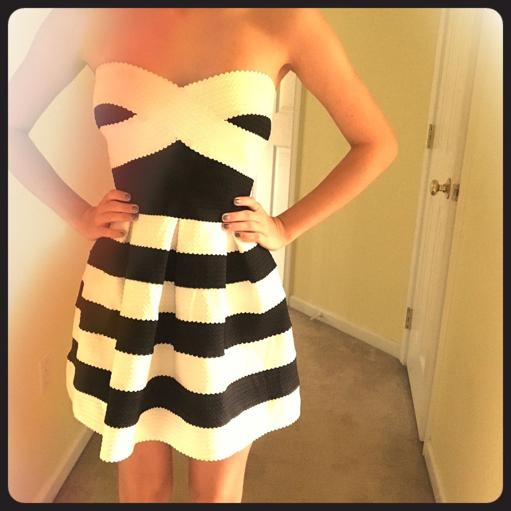 Black and white striped dress