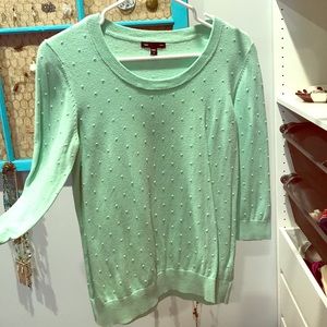 Adorable Mint Pointelle Dot Crew Neck Sweater