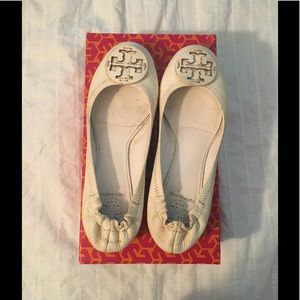 Tory Burch White Reva Flat 7.5