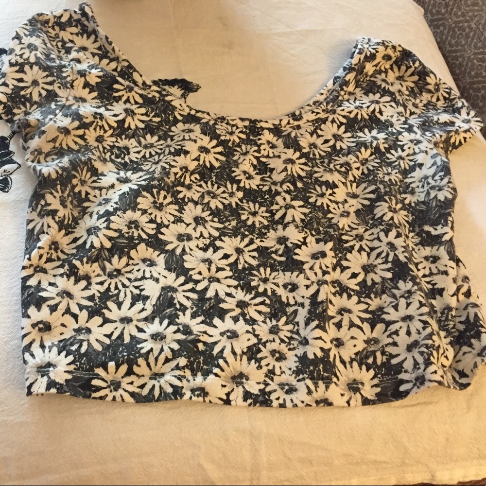 Black And White Target Crop Top