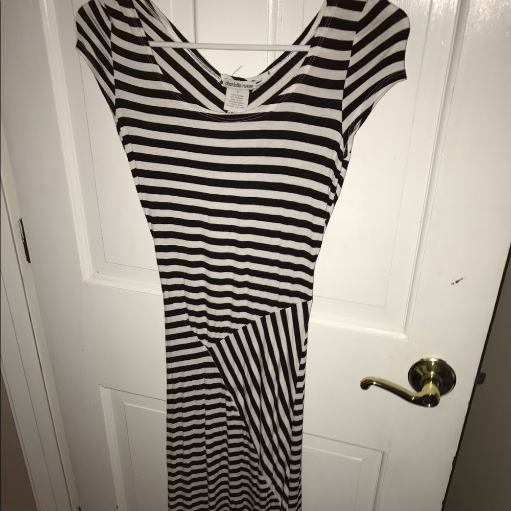 Maxi open back striped dress