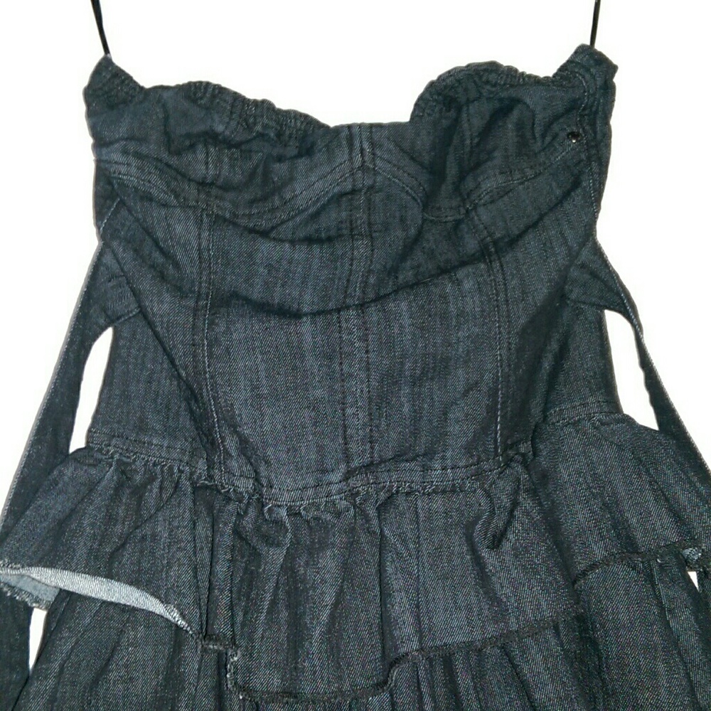Strapless Denim Ruffle Dress - Picture 2 of 4