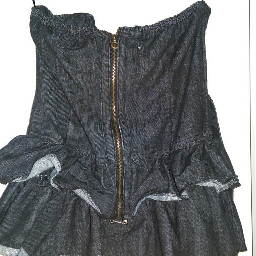 Strapless Denim Ruffle Dress - Picture 3 of 4