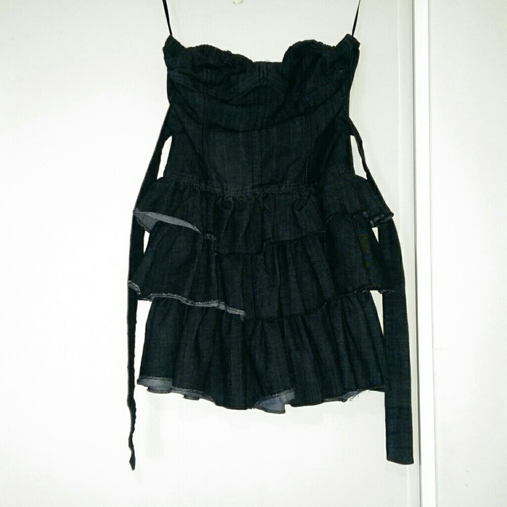 Strapless Denim Ruffle Dress - Picture 4 of 4