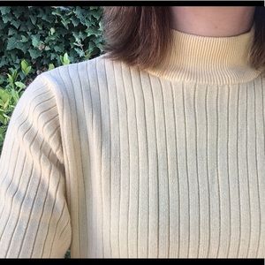 Canary yellow ribbed mock neck sweater