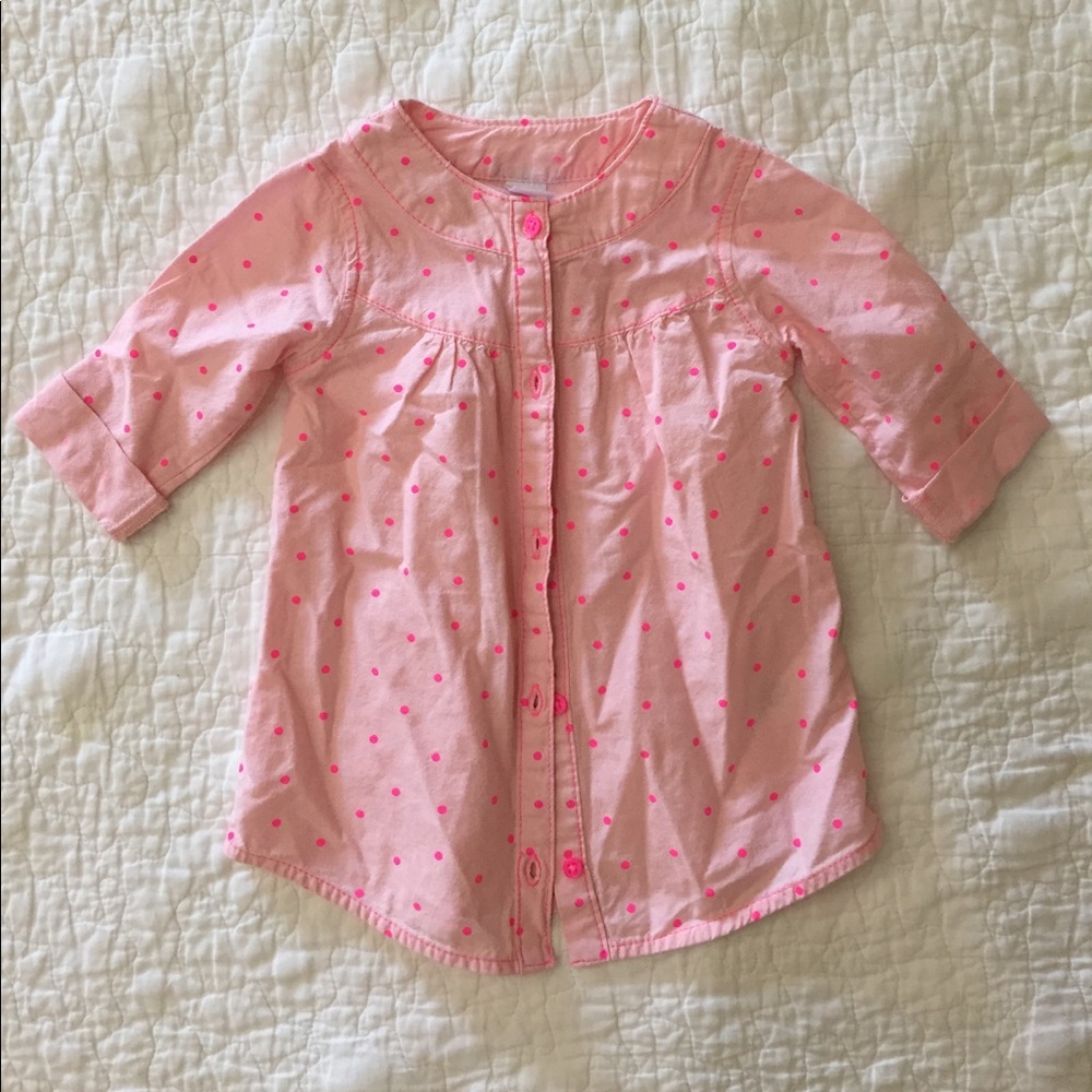 Western Inspired Pink Polka Dot Shirt