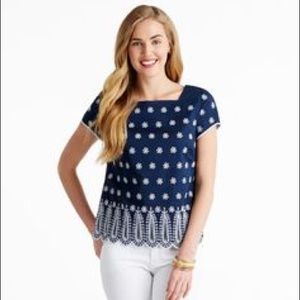 NWT Vineyard Vines Embroidered Cap Sleeve Top