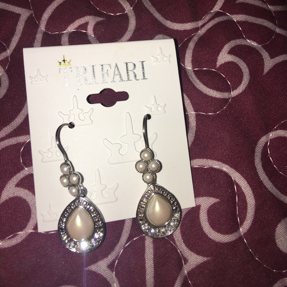 Trifar Diamond and Pearl Earrings