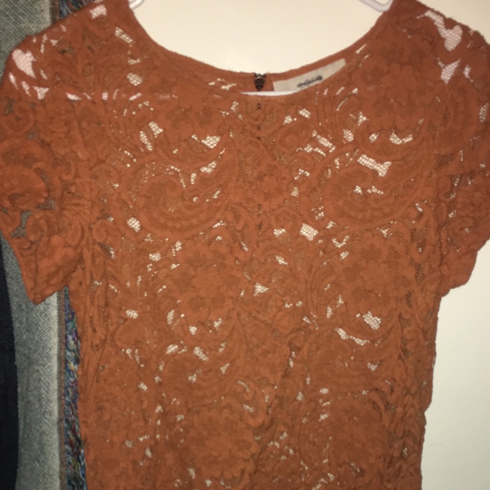 Burnt orange sheer shirt