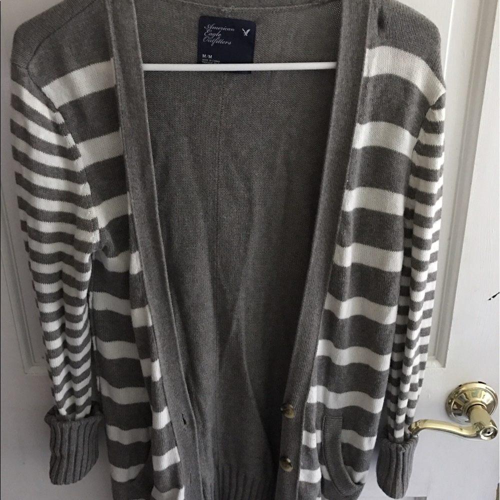 Striped long cardigan
