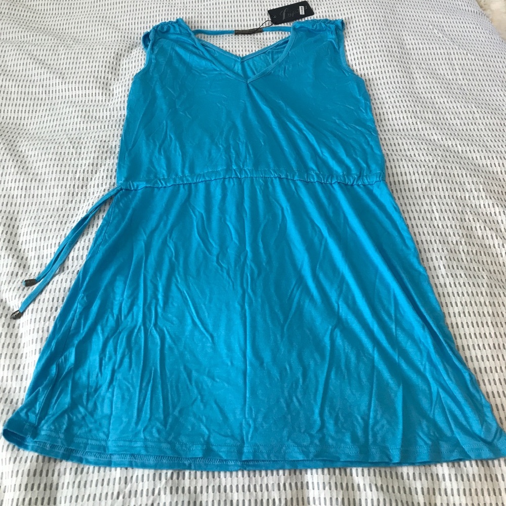 $5 SALE Blue cover up with bead details
