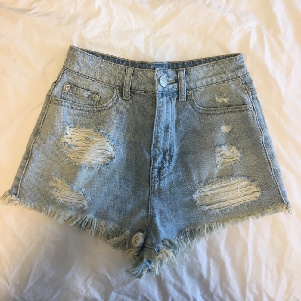 BDG super high rise cheeky denim shorts