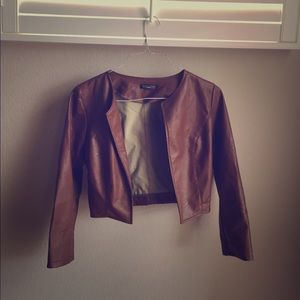 Distressed crop Italian leather jacket