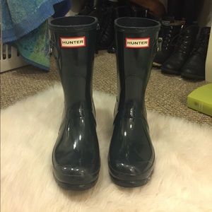 Ocean green short hunter rain boots