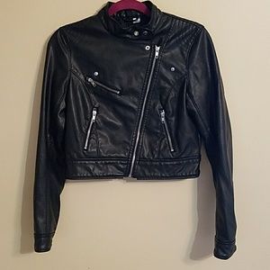 H&M Cropped Pleather Motorcycle Jacket