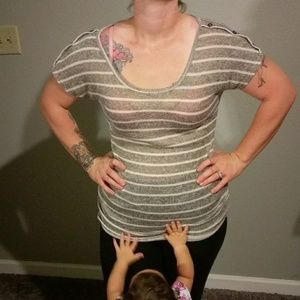 🔴 Striped Maternity Top