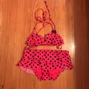 NWOT Pink and Navy Polka Dot Swimsuit