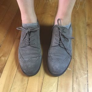 Grey suede oxfords