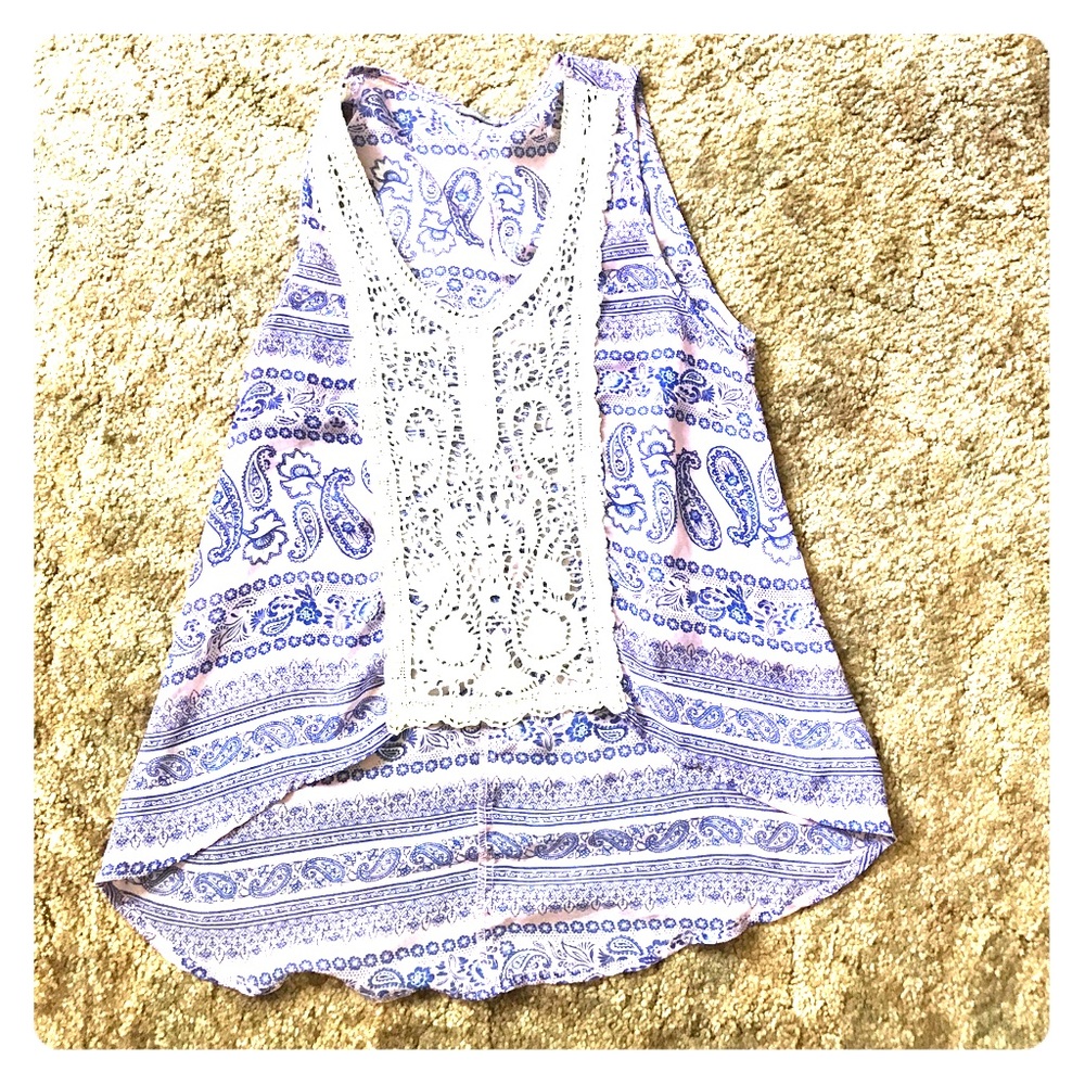 Small sheer tank top with lace