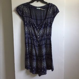 Lace up back printed romper