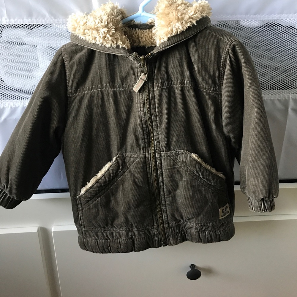 2T dark brown cord jacket with hood