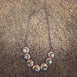 Anthropologie gold and turquoise necklace