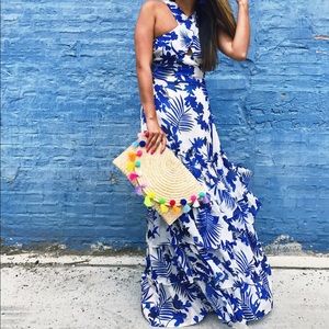 Ruffle printed maxi dress in size medium -new