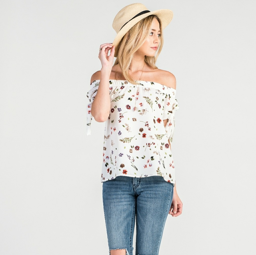 Marissa Off Shoulder Flower Print S