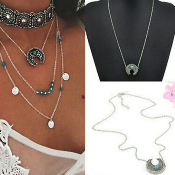 BOHO Horn Tribal Necklace - Picture 2 of 5